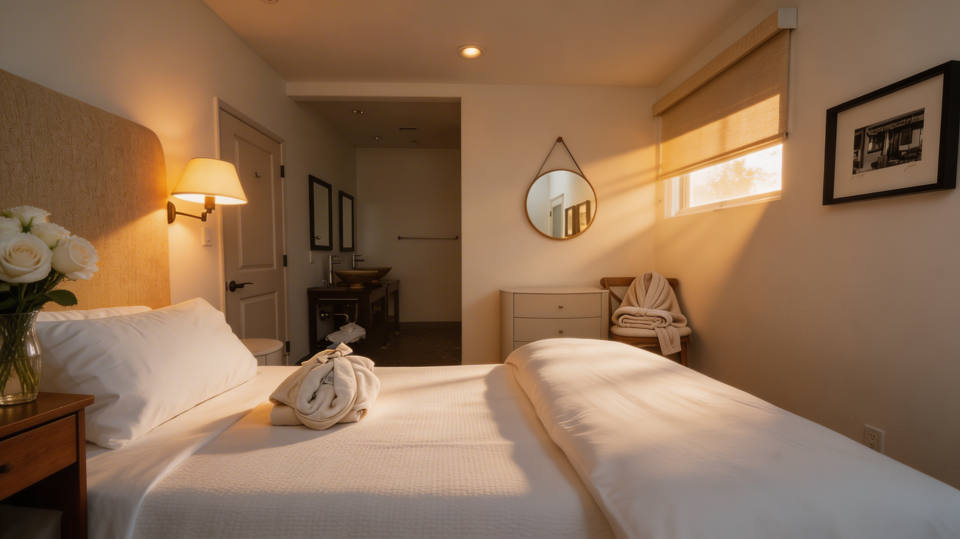 spacious suite with peaceful views